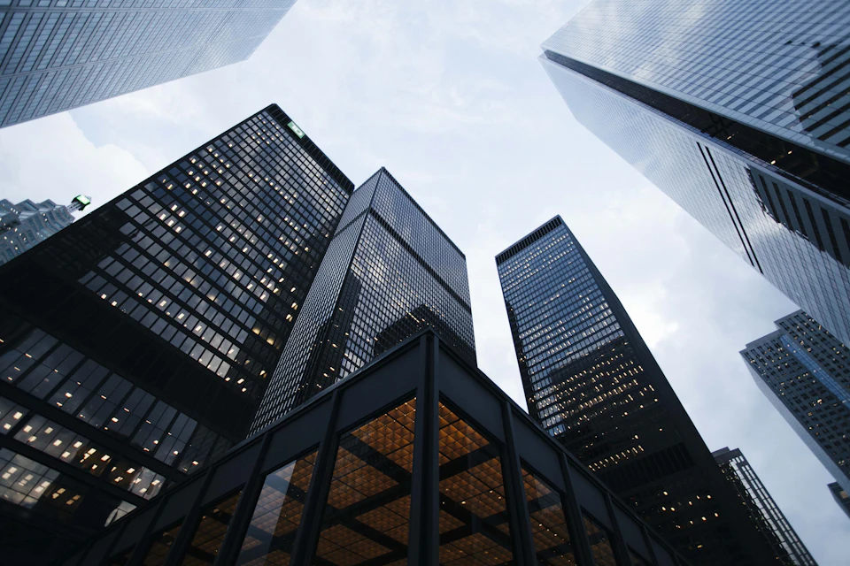 City skyline of multi-storey office buildings